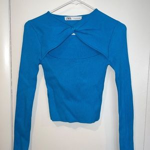 Electric Blue Ribbed Long Sleeve
